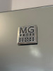 MG Bross Design Salon Styling Mirror with Shelf & Foot Rest in Polished Aluminium. Size H200 x W56 x D29cm. Comes with Wall Mounted Polished Aluminium Hair Dryer Holder. - 5