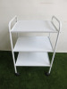 3 Shelf Metal White Trolley on Castors.