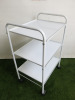 3 Shelf Metal White Trolley on Castors. - 2