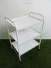 3 Shelf Metal White Trolley on Castors. - 2