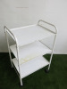 3 Shelf Metal White Trolley on Castors. - 2