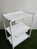 3 Shelf Metal White Trolley with 2 Drawers on Castors. - 2