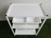 3 Shelf Metal White Trolley with 2 Drawers on Castors. - 3