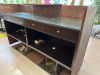 Salon Reception Desk/Counter with Glass Top, 4 Lockable Drawers, Open Rear Storage & Laminate Finish. Size H116 x W195 x D55cm - 4