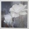 Framed Oil Glazed Canvas Print of White Roses. Size 97 x 97cm - 2