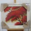 Framed Oil Canvas Print of Red Leaf Trees. M.Hilton. Size 64 x 76cm