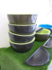 6 x Noel Asmar Resin Pedicure Bowls to Include: 5 x Green & 1 x Blue with 8 Foot Rests. Comes with 2 x Boxes of Swiss File Sterile Abrasives. - 4