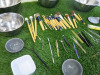 4 x Stainless Steel Bowls with a Qty of Make Up Brushes, Tweezers & Small Ceramic Mixing Bowls. - 4