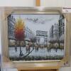 Framed Oil Canvas Print of Arc Du Triomphe. Size 25 x 33cm