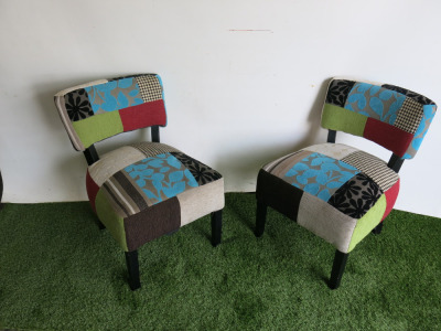 2 x Spa Chairs Upholstered in Multi Coloured Fabric. Size H70cm.