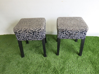 2 x Ikea Nils Black & White Fabric Upholstered Stalls on Black Wooden Legs.