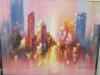 Framed Oil Canvas Print of Abstract City Skyline. Richardson. Size 57 x 66cm - 2