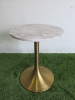 Pedestal Side Table with Marble Circular Top, Brass Stem & Base. Size H51 x D40cm