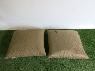 Pair of Calder & Oak Scatter Cushions in Gold/Green, Size 24 x 24cm