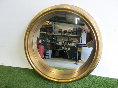 Hill Deep Rimmed Antique Gold Large Round Mirror, Size Dia 60cm.