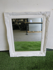 White Wooden Decorative Mirror, Size H66 x W55cm