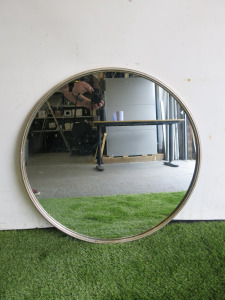 Gold Effect Circular Wall Mirror, Size Dia 71cm.