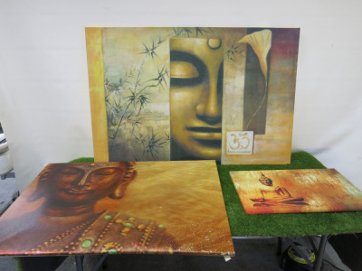 3 x Assorted Sized Buddha Stretched Canvas Prints.