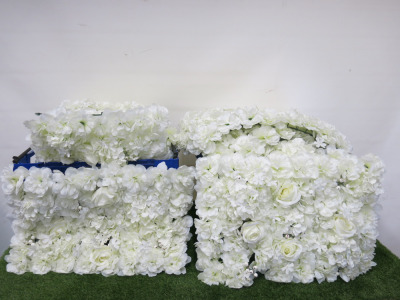 12 x White Rose Flower Wall Panels, Size 60 x 40cm.