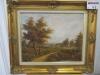 Gilt Gold Framed Oil Canvas Print of House in the Countryside Scene. Size 60 x 68cm