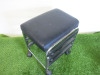 Black Faux Leather Stool on Castors with Space for 3 Plastic Trays. - 2