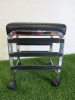 Black Faux Leather Stool on Castors with Space for 3 Plastic Trays. - 3