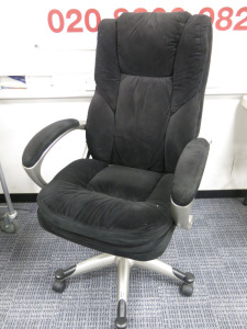 High Back Executive Black Suede Upholstered Office Swivel Chair.