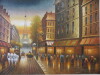 Gold Framed Oil Canvas Print of Paris with Street Scene with Eiffel Tower. Size 114 x 145cm - 2