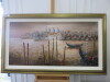 Gold Framed Oil Canvas Print of Venice. Size 84 x 143cm (Note: slight damage on frame as pictured)