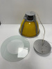 Yellow Glass Shade, Industrial Style Ceiling Pendant Light, Model PC386. (Boxed/New). - 6