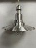 Brushed Round Aluminium & Acorn Shape Glass Pendant Ceiling Light, Model XF40A (Boxed/New). - 2