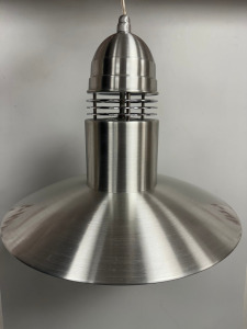 Brushed Aluminium, Industrial Style Pendant Ceiling Light, Model XF42B (Boxed/New).