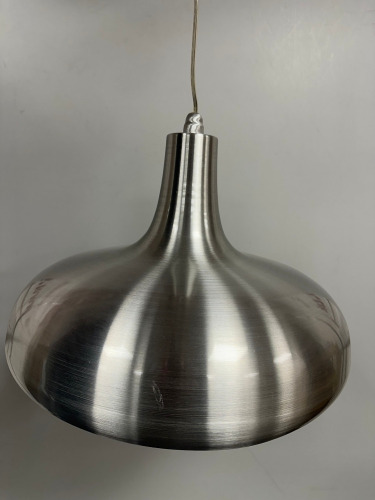 Brushed Aluminium with Enamel Effect Inside, Pendant Ceiling Light, Model XF37A (Boxed/New).