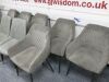 Set of Eight Dining/Reception Chairs to include: 2 x Grey Faux Leather Chairs with Wooden Legs & 6 x Grey Seude Chairs on Metal Frame Legs. - 4