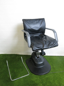 Takara Belmont SP-PB Electric Styling Chair with Rise & Fall & Upholstered in Black Faux Leather with Chrome Foot Rest.