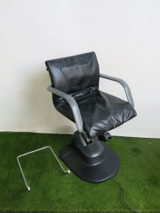 Takara Belmont SP-PB Electric Styling Chair with Rise & Fall & Upholstered in Black Faux Leather with Chrome Foot Rest. NOTE: switch requires replacing, unable to power up.