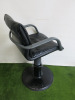 Takara Belmont Pump Action Styling Chair, Upholstered in Black Faux Leather with Heavy Metal Base. - 3