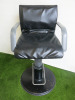 REM Hydraulic Salon Styling Chair Upholstered in Black Faux Leather with 5 Spoke Chrome Base. - 5