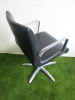 REM Hydraulic Salon Styling Chair Upholstered in Black Faux Leather with 5 Spoke Chrome Base. - 2