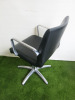 REM Hydraulic Salon Styling Chair Upholstered in Black Faux Leather with 5 Spoke Chrome Base. - 3