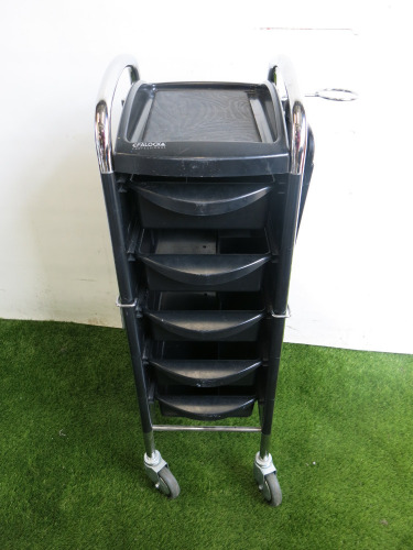 Efalock Hair Dressers Work Trolley on Castors with 5 Drawers & V Design Sibel Mirror.