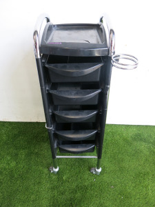 Efalock Hair Dressers Work Trolley on Castors with 5 Drawers.NOTE: crack To top (As Viewed/Pictured).