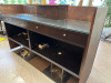 Salon Reception Desk/Counter with Glass Top, 4 Lockable Drawers, Open Rear Storage & Laminate Finish. Size H116 x W195 x D55cm - 4