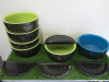 6 x Noel Asmar Resin Pedicure Bowls to Include: 5 x Green & 1 x Blue with 8 Foot Rests. Comes with 2 x Boxes of Swiss File Sterile Abrasives. - 5