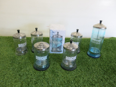 7 x Discide Disinfectant Jars in Assorted Sizes.