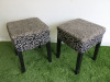 2 x Ikea Nils Black & White Fabric Upholstered Stalls on Black Wooden Legs. - 3