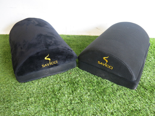 Pair of Savicci Foot Rests, One with Velvet Cover & Small Wooden Foot Rest.