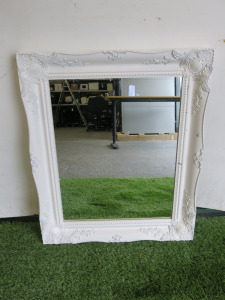 White Wooden Decorative Mirror, Size H66 x W55cm