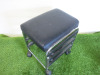 Black Faux Leather Stool on Castors with Space for 3 Plastic Trays. - 2
