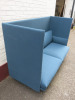 Designer German Made High Back Two Seater Reception Sofa in Light Blue, Model 47901 Outline Studio UK. Size H114 x W175 x D75cm. - 8